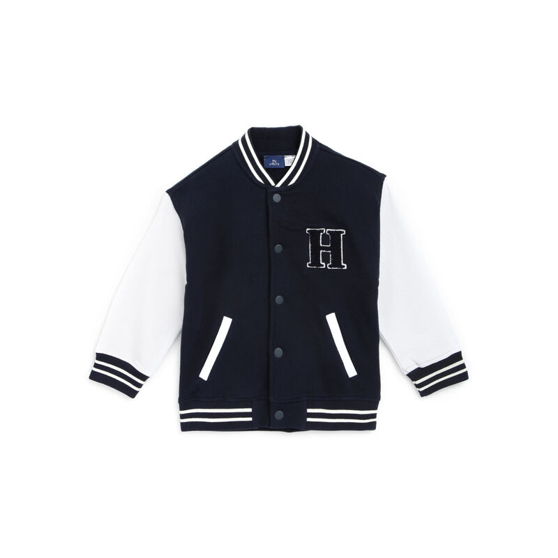 Boys Dark Blue Colorblocked Cardigan image number 0